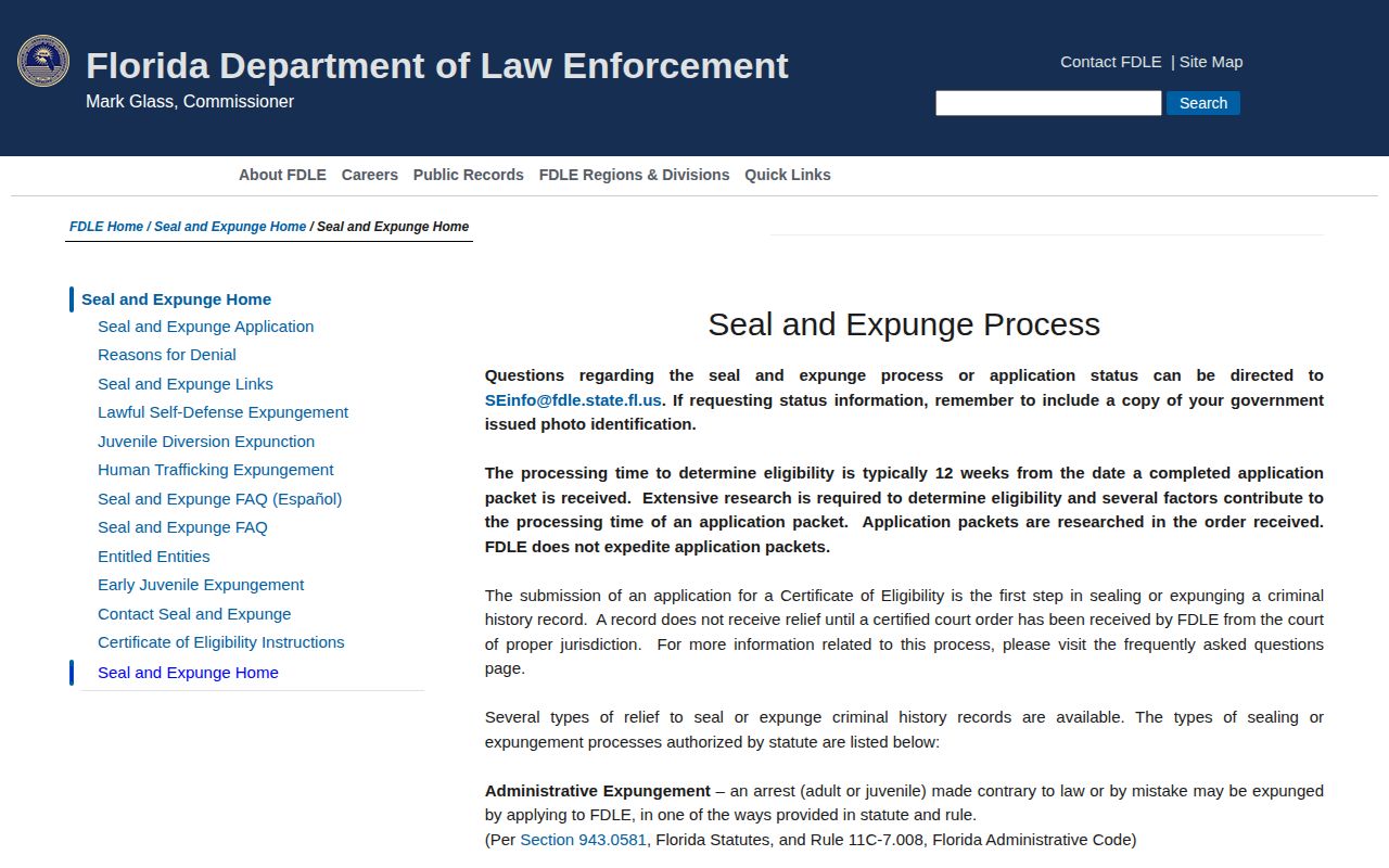FDLE seal and expunge route for Indian River County arrest records
