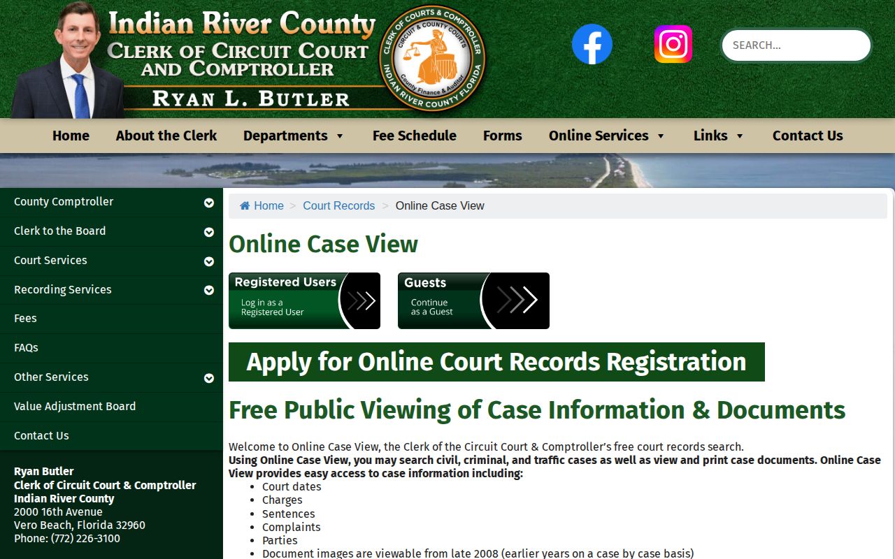 Indian River County court record search after a jail booking