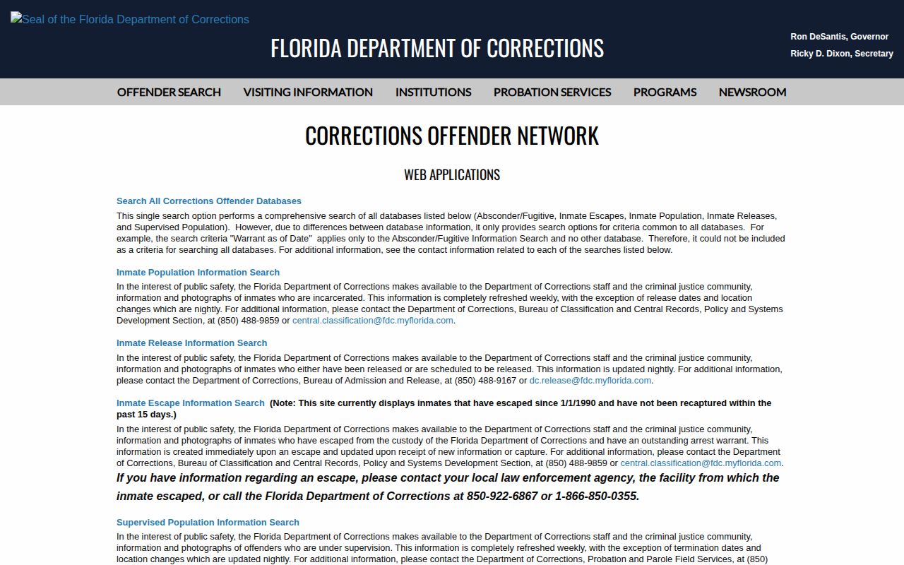 Florida corrections offender photo search for Indian River County cases