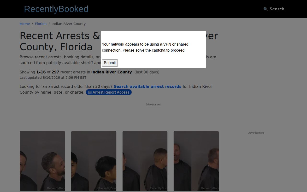 Indian River County unofficial arrest news republication page
