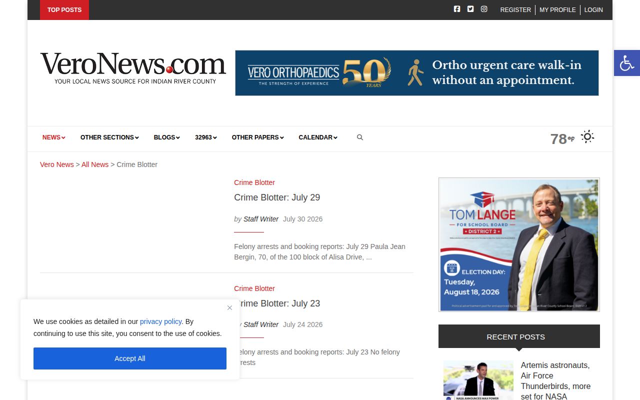 Indian River County arrest news and crime blotter access